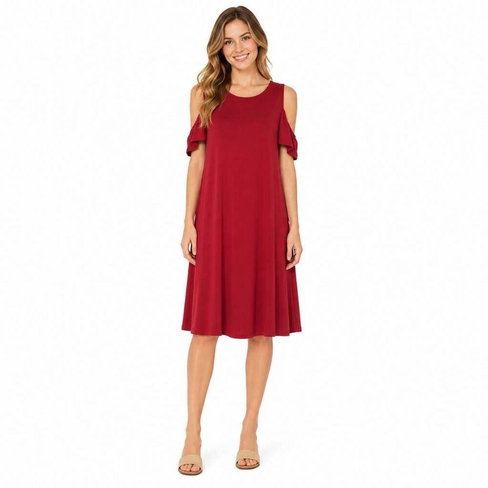 Maurices Burgundy Cold-Shoulder Swing Mini Dress